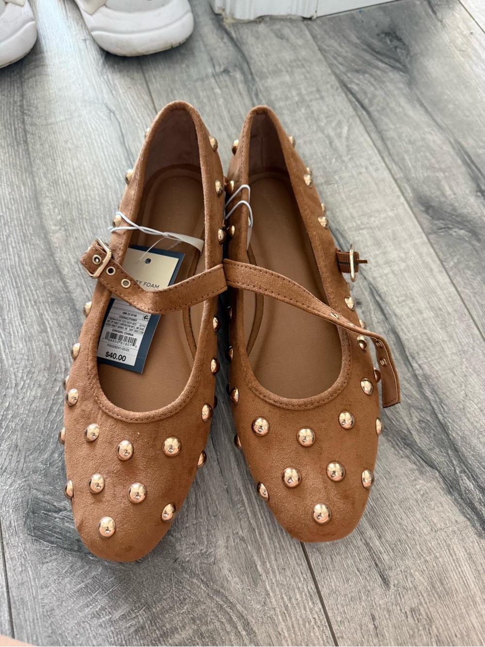 a new day Tan Studded Mary Jane Flats *NWT*